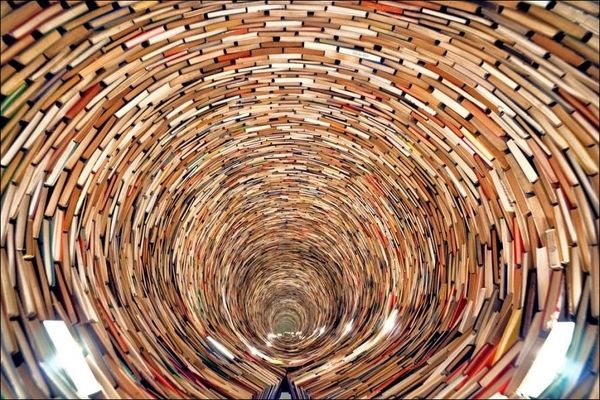 Бесконечный тоннель из книг (4 фото)
