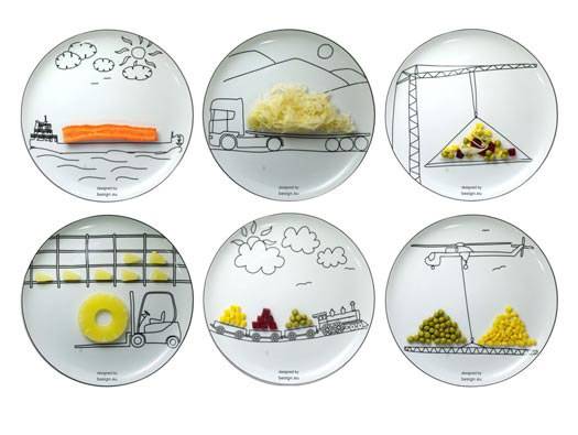 Веселые тарелки с нарисованным транспортом (7 фото)
