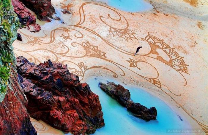 Удивительные рисунки на песке от Андреаса Амадора ( фото)