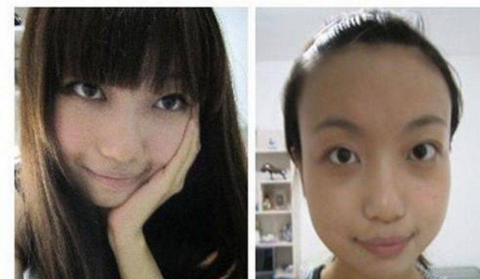 Азиатки делают макияж, до и после (22 фото)