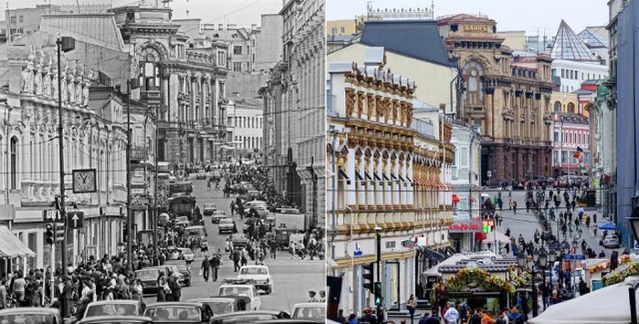 Знаковые места Москвы на снимках разных лет (11 фото) Знаковые места Москвы на снимках разных лет (11 фото)
