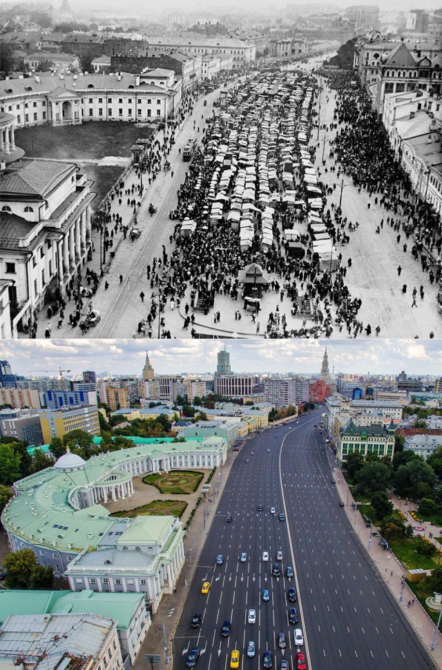 Знаковые места Москвы на снимках разных лет (11 фото) Знаковые места Москвы на снимках разных лет (11 фото)