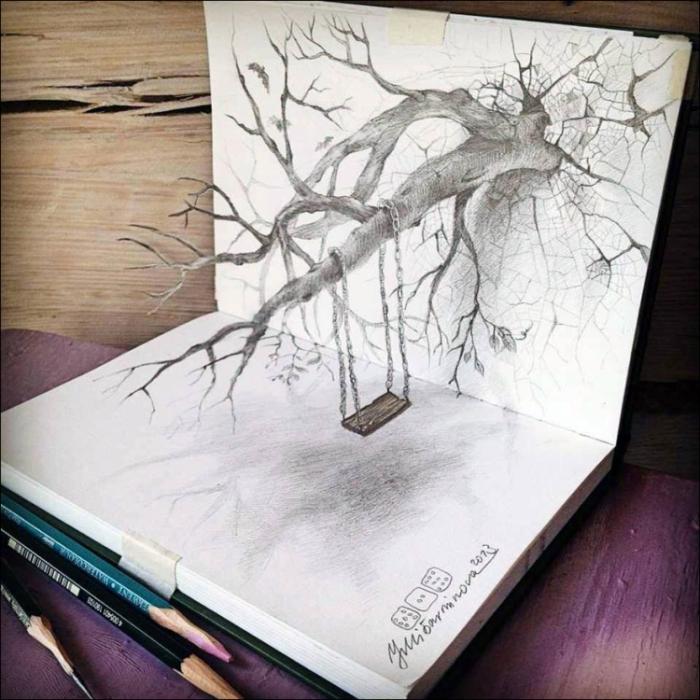 Потрясающие 3D-рисунки карандашом (30 фото) Потрясающие 3D-рисунки карандашом (30 фото)